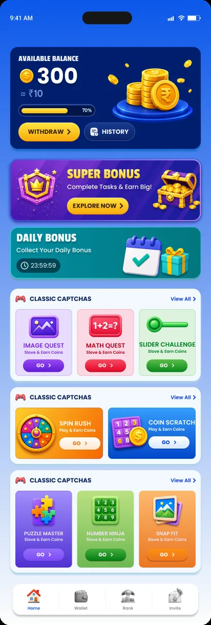 CaptchaPay: Home and reward hub