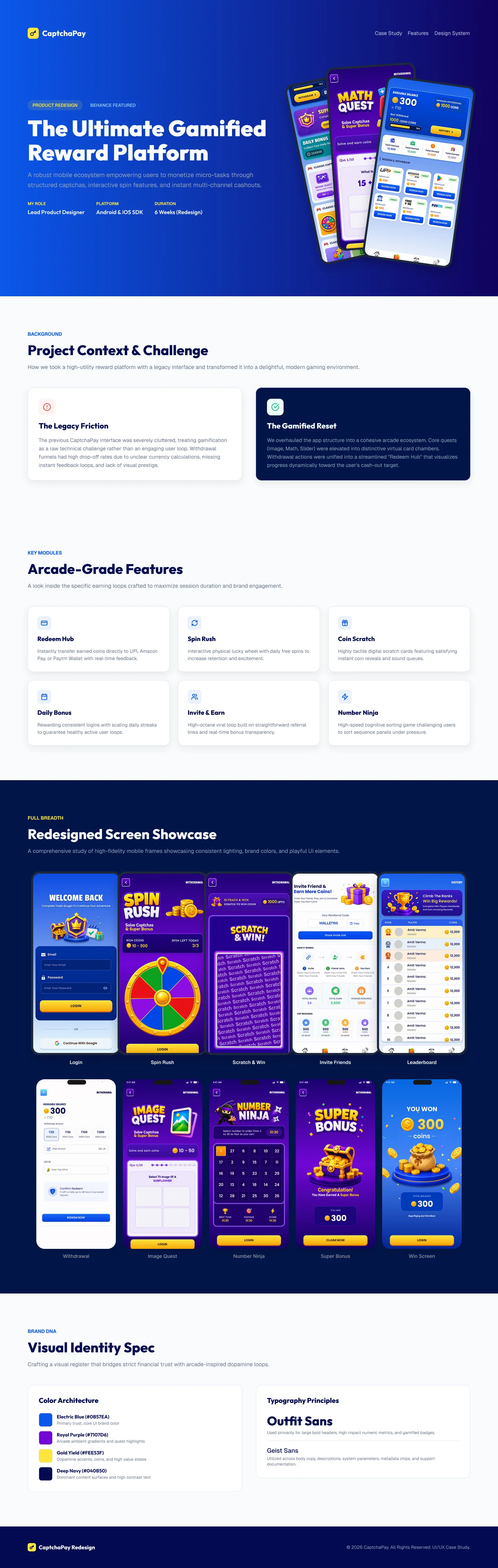 CaptchaPay visual case study showing the product identity and screens
