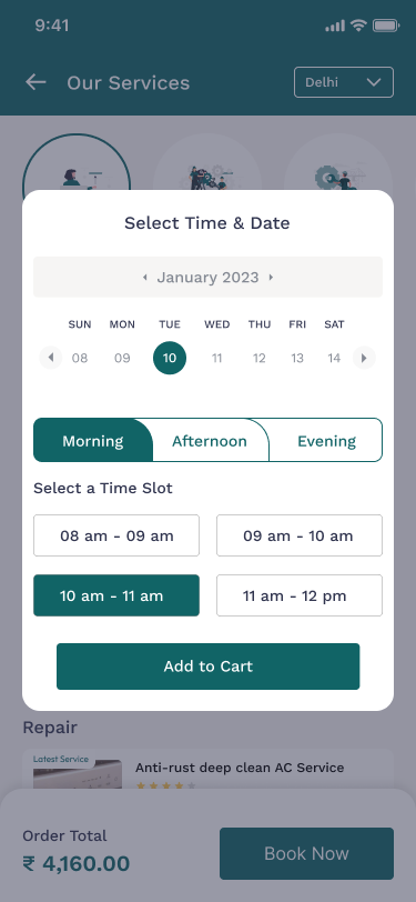 RO Care India: Choose an appointment slot