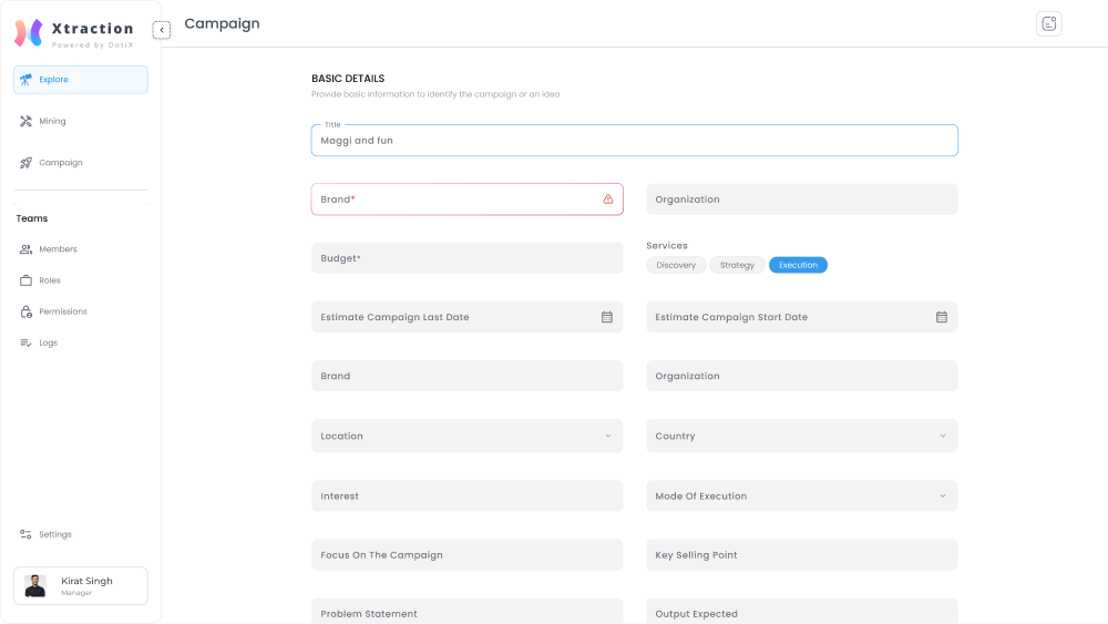 Xtraction: Campaign setup